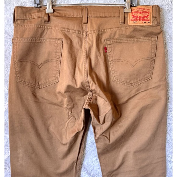 Levi's Men's 505 Regular Fit Jeans Caraway Stretch Twill 38W x 32L Tan Khaki - Picture 6 of 10